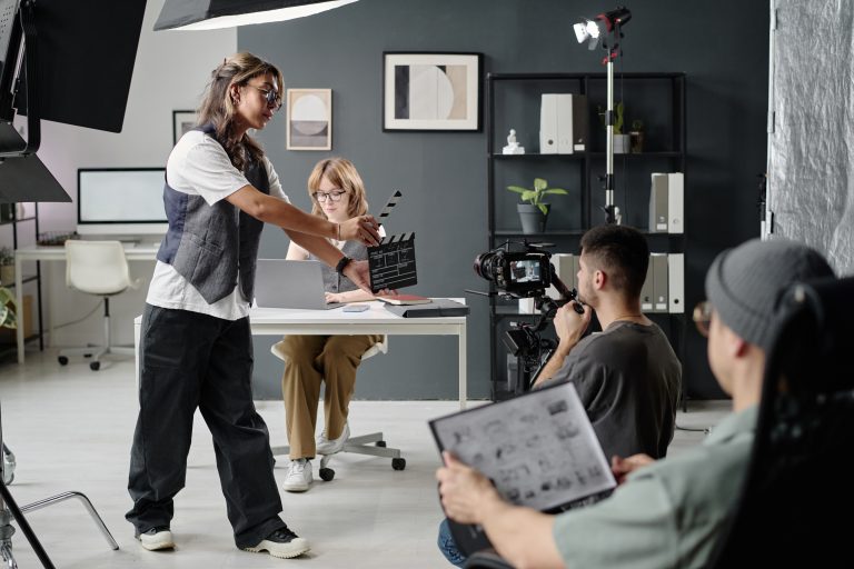 Behind-the-scenes filmmaking in action.