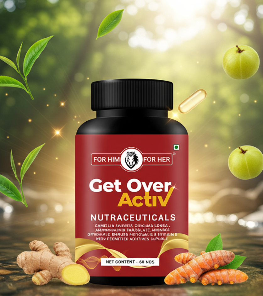supplement bottle with natural ingredients like ginger and turmeric