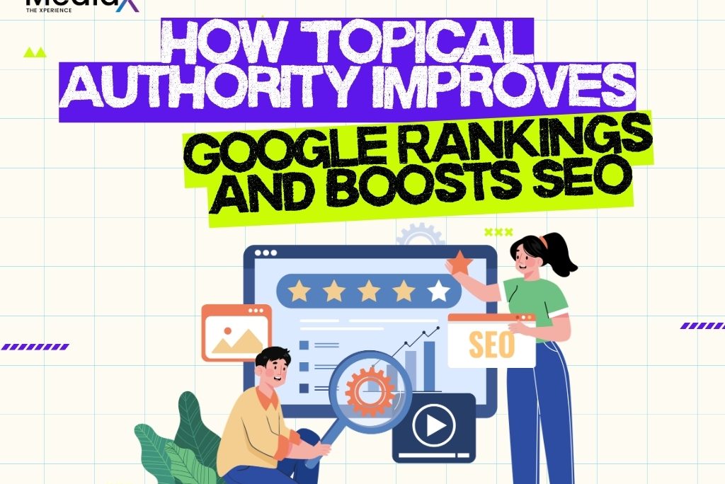 Infographic on how topical authority boosts Google rankings and SEO